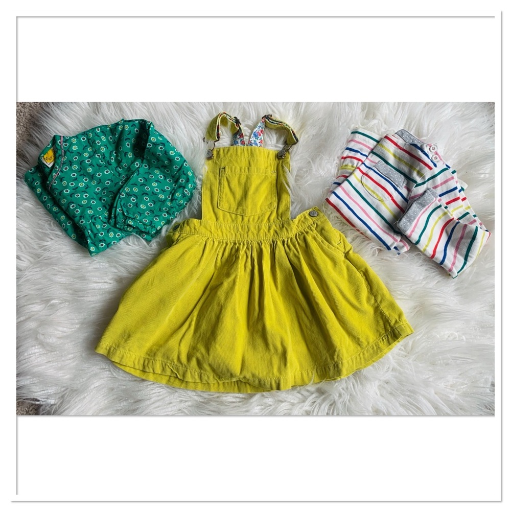 Mini Boden Corduroy Overall Dress Clothing Bundle Yellow Green Striped Size 2-3Y